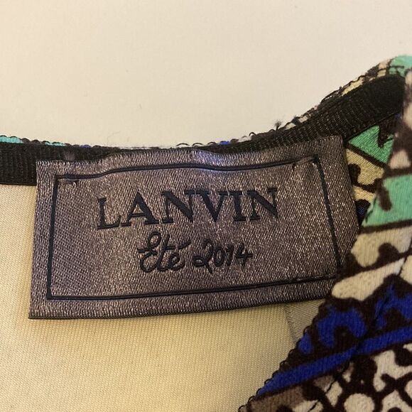 Lanvin Cap Sleeve Paisley Neoprene Sheath Dress. Size 36. - Picture 8 of 9